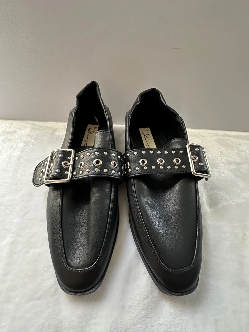 Vintage Havana Maureen Black Leather Studded Slip On Loafers Shoes NEW size 7.5